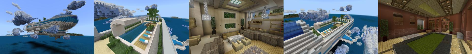Panorama of the Minecraft Bedrock Marketplace product Airship Mansion created by Meraki.