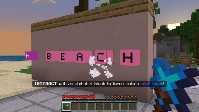 Screenshot of the Minecraft Bedrock Marketplace product Alphabet Blocks Add-On created by Meraki.