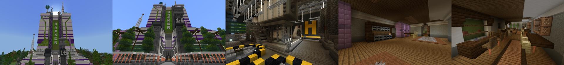 Panorama of the Minecraft Bedrock Marketplace product Hacker HQ created by Meraki.