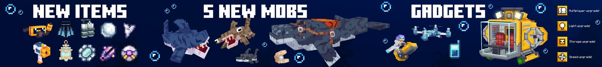 Panorama of the Minecraft Bedrock Marketplace product Ocean Explorers Add-On created by Meraki.