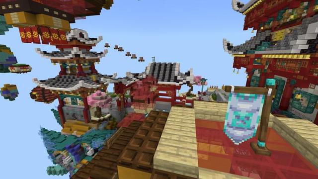 Screenshot of the Minecraft Bedrock Marketplace product Twin Dragon Parkour created by Meraki.