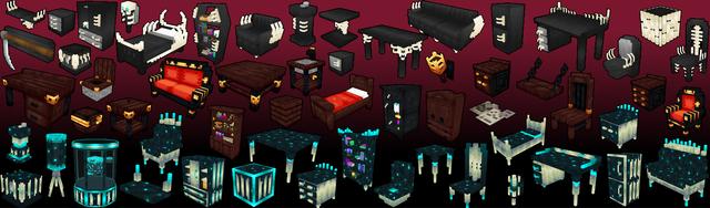 Panorama of the Minecraft Bedrock Marketplace product Cursed Furniture created by Mimic.