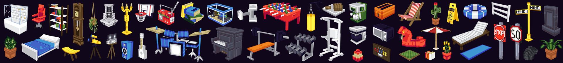 Panorama of the Minecraft Bedrock Marketplace product 1000 Furniture created by Mine-North.