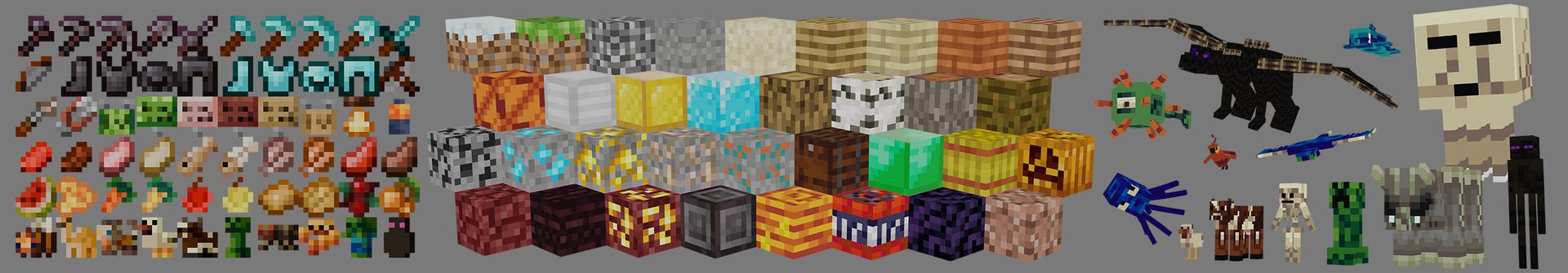 Panorama of the Minecraft Bedrock Marketplace product 8bit Texture Pack created by Mine-North.