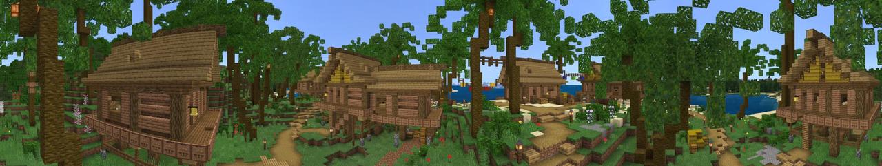 Panorama of the Minecraft Bedrock Marketplace product Beach Houses created by Mine-North.