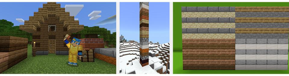 Panorama of the Minecraft Bedrock Marketplace product Better Slabs created by Mine-North.