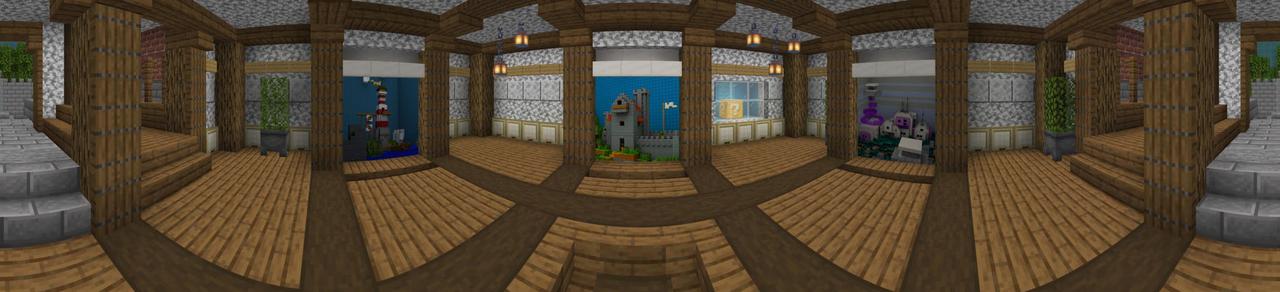 Panorama of the Minecraft Bedrock Marketplace product Bow Battle with Lucky Blocks created by Mine-North.