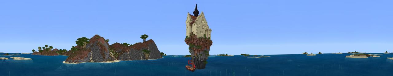 Panorama of the Minecraft Bedrock Marketplace product Castle Island created by Mine-North.