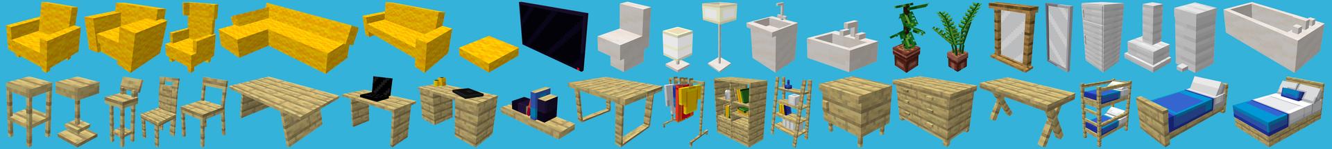 Panorama of the Minecraft Bedrock Marketplace product Craftable Furniture created by Mine-North.