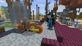 Screenshot of the Minecraft Bedrock Marketplace product Cyberpunk Bikes created by Mine-North.