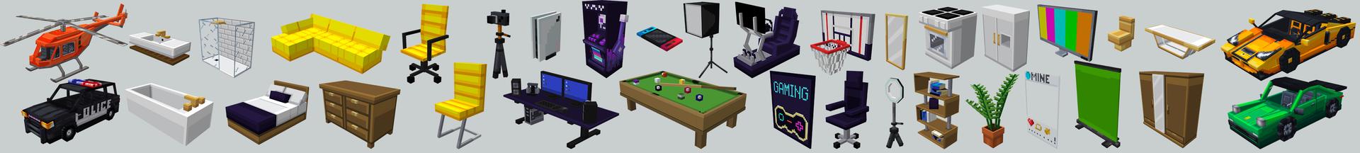 Panorama of the Minecraft Bedrock Marketplace product Gaming Furniture created by Mine-North.