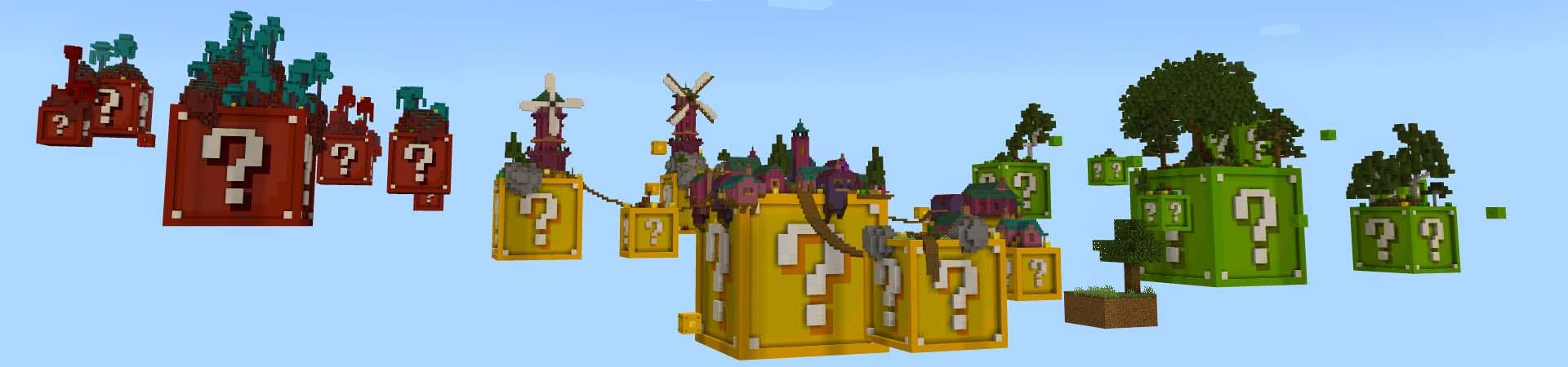 Panorama of the Minecraft Bedrock Marketplace product Lucky Block Islands created by Mine-North.