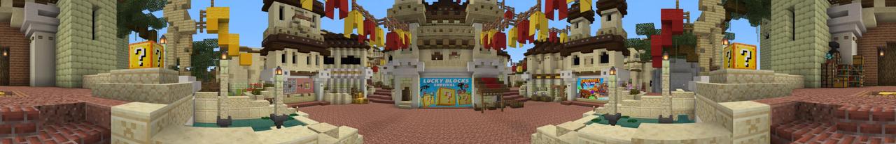 Panorama of the Minecraft Bedrock Marketplace product Lucky Block Survival created by Mine-North.