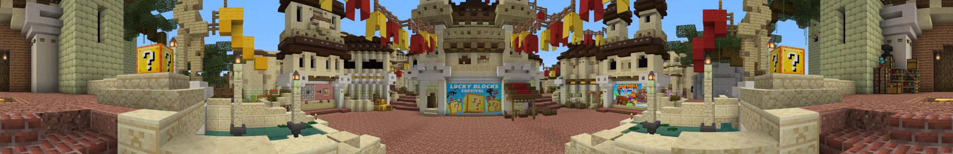 Panorama of the Minecraft Bedrock Marketplace product Lucky Block Survival created by Mine-North.