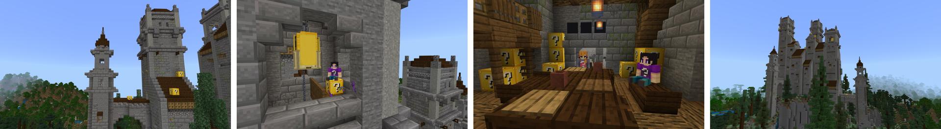 Panorama of the Minecraft Bedrock Marketplace product Luckyblock Castle created by Mine-North.
