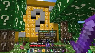 Screenshot of the Minecraft Bedrock Marketplace product Luckyblock World ++ created by Mine-North.