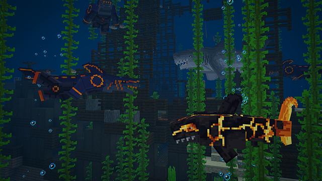 Screenshot of the Minecraft Bedrock Marketplace product Sharks World created by Mine-North.