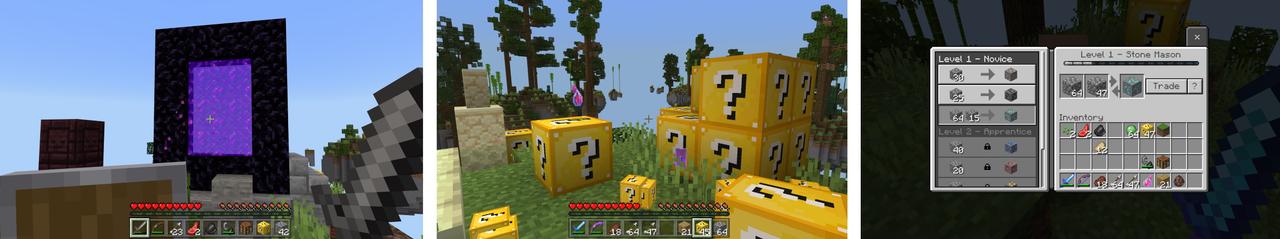 Panorama of the Minecraft Bedrock Marketplace product Skyblock Luckyblock created by Mine-North.