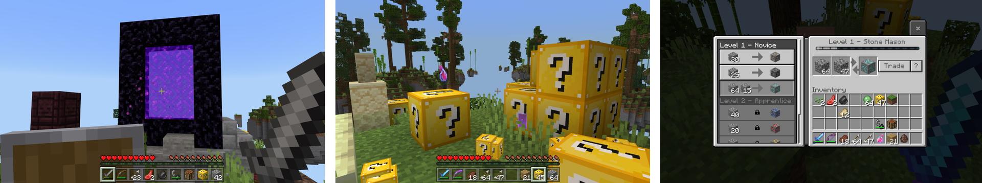 Panorama of the Minecraft Bedrock Marketplace product Skyblock Luckyblock created by Mine-North.