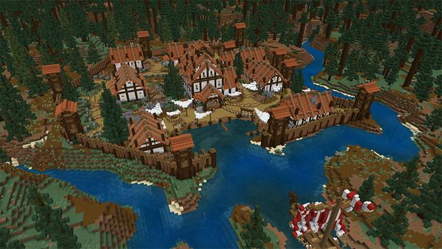 Screenshot of the Minecraft Bedrock Marketplace product Taiga Village created by Mine-North.