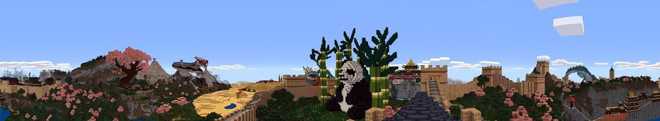 Panorama of the Minecraft Bedrock Marketplace product Chinese Mythology Mash-up created by Minecraft.