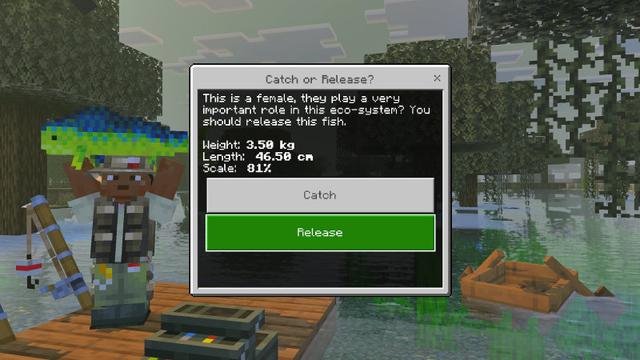 Screenshot of the Minecraft Bedrock Marketplace product Friendly Fishing Add-On created by Minecraft.