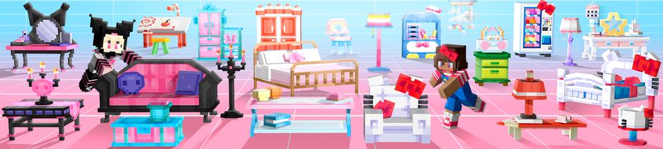 Panorama of the Minecraft Bedrock Marketplace product Hello Kitty and Friends Furniture created by Razzleberries.