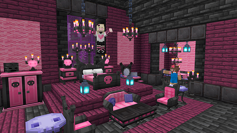 Screenshot of the Minecraft Bedrock Marketplace product Móveis da Hello Kitty e Amigos created by Razzleberries.