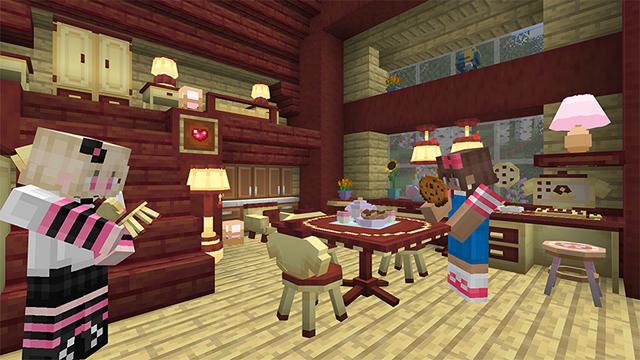 Screenshot of the Minecraft Bedrock Marketplace product Hello Kitty and Friends Furniture created by Razzleberries.