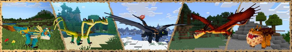 Panorama of the Minecraft Bedrock Marketplace product How to Train Your Dragon Add-On created by Gamemode One.