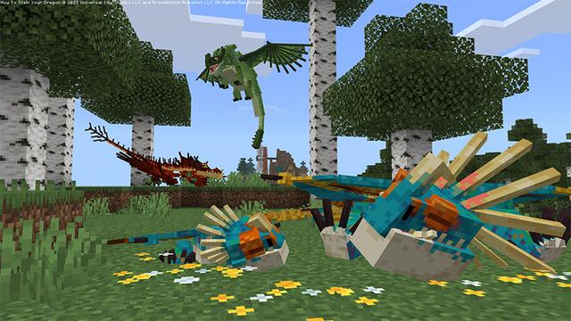Screenshot of the Minecraft Bedrock Marketplace product How to Train Your Dragon Add-On created by Gamemode One.
