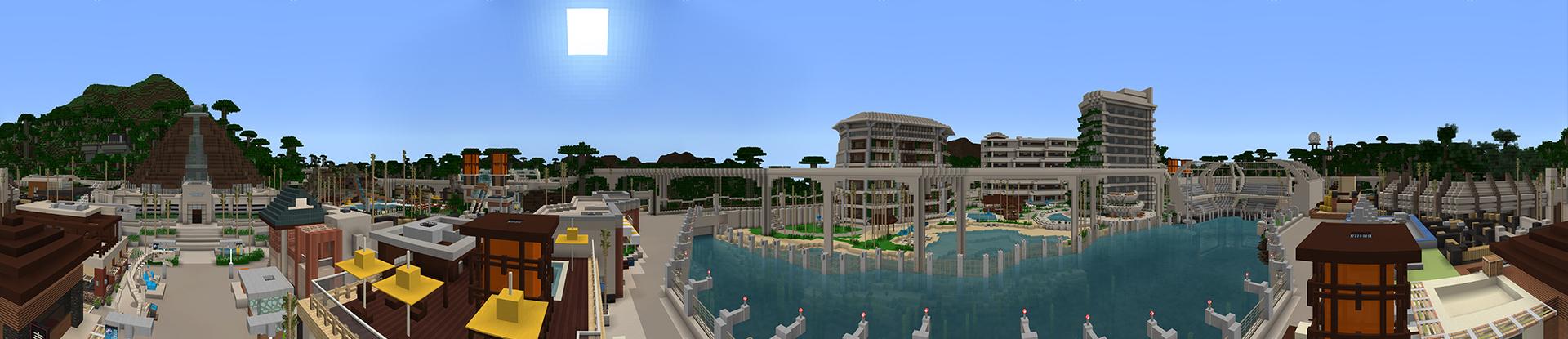 Panorama of the Minecraft Bedrock Marketplace product Jurassic World created by Minecraft.