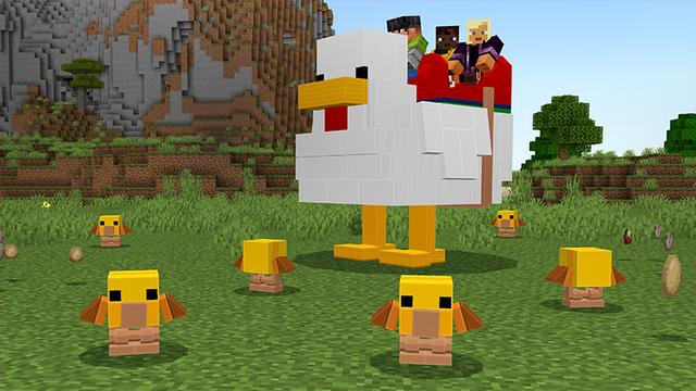 Screenshot of the Minecraft Bedrock Marketplace product LEGO MINECRAFT CHICKEN MOUNTS created by Minecraft.