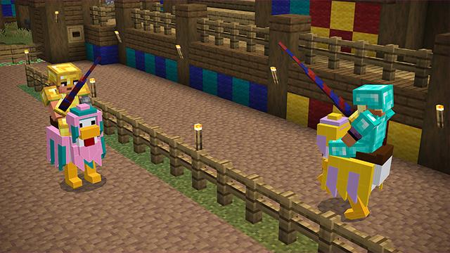 Screenshot of the Minecraft Bedrock Marketplace product LEGO MINECRAFT CHICKEN MOUNTS created by Minecraft.