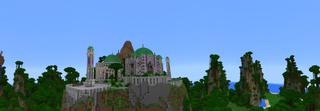 Panorama of the Minecraft Bedrock Marketplace product Purple Parrot Party Palace created by Minecraft.