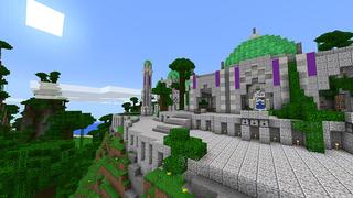 Screenshot of the Minecraft Bedrock Marketplace product Purple Parrot Party Palace created by Minecraft.