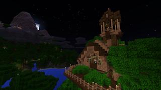 Screenshot of the Minecraft Bedrock Marketplace product Purple Parrot Party Palace created by Minecraft.