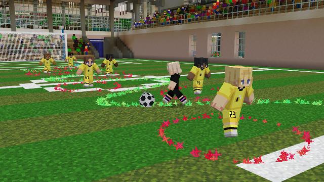 Screenshot of the Minecraft Bedrock Marketplace product Soccer Celebration created by Minecraft.