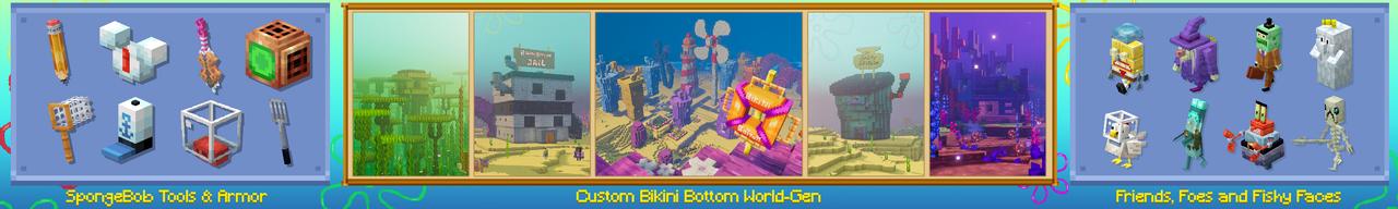 Panorama of the Minecraft Bedrock Marketplace product SpongeBob Biomes created by Starfish Studios.