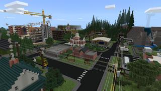 Screenshot of the Minecraft Bedrock Marketplace product Sustainability City created by Minecraft.