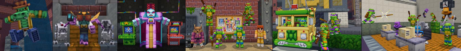 Panorama of the Minecraft Bedrock Marketplace product Teenage Mutant Ninja Turtles created by Minecraft.