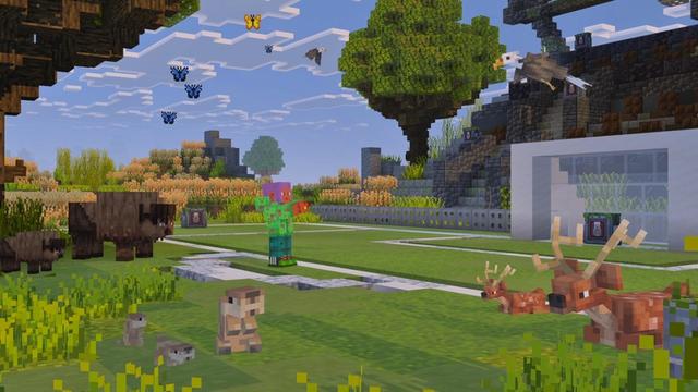 Screenshot of the Minecraft Bedrock Marketplace product Three Stripes City created by Minecraft.