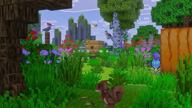 Screenshot of the Minecraft Bedrock Marketplace product Three Stripes City created by Minecraft.