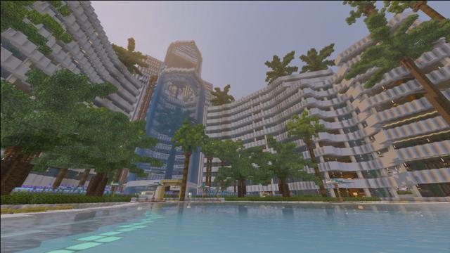 Screenshot of the Minecraft Bedrock Marketplace product Brightshore City created by MineParty Studios.