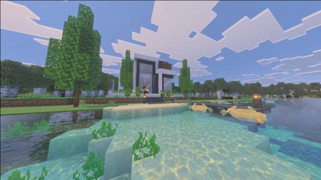 Screenshot of the Minecraft Bedrock Marketplace product Craftable Modern Bases Add-On created by MineParty Studios.