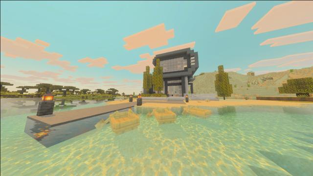 Screenshot of the Minecraft Bedrock Marketplace product Craftable Modern Bases Add-On created by MineParty Studios.