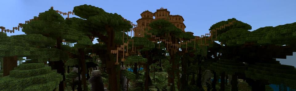 Panorama of the Minecraft Bedrock Marketplace product Jungle Parkour created by Mineplex.