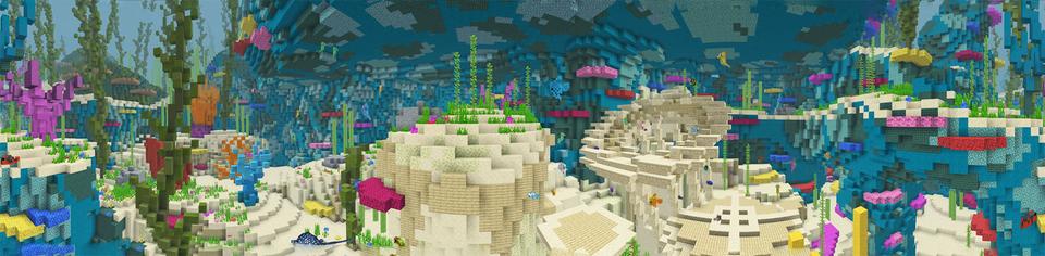 Panorama of the Minecraft Bedrock Marketplace product Legend of Atlantica created by Mineplex.