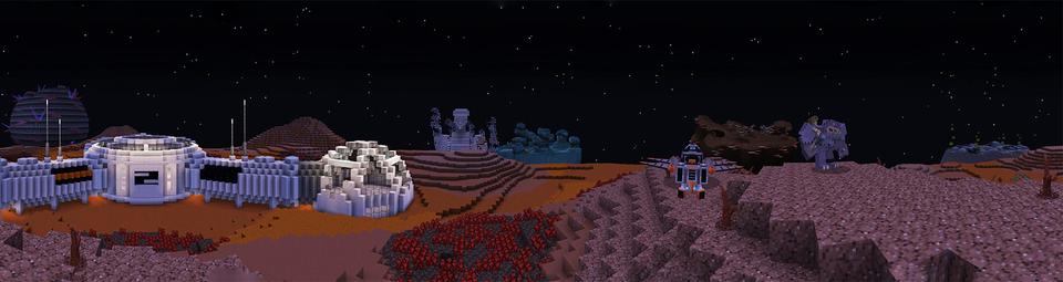 Panorama of the Minecraft Bedrock Marketplace product Exploradores del espacio created by Mineplex.