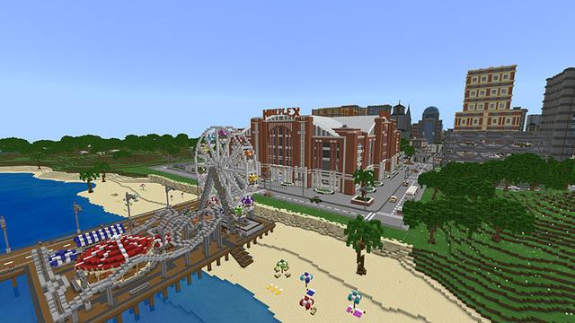 Screenshot of the Minecraft Bedrock Marketplace product Superhero City created by Mineplex.